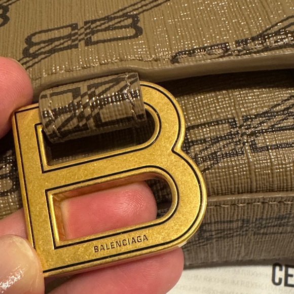 Authentic Balenciaga Brown Monogram B-Logo Chain Crossbody Bag - Picture 2 of 8